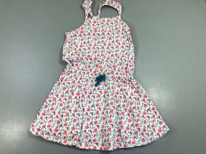 Robe Fines bretelles blanc fraises rouges, moins cher chez Petit Kiwi