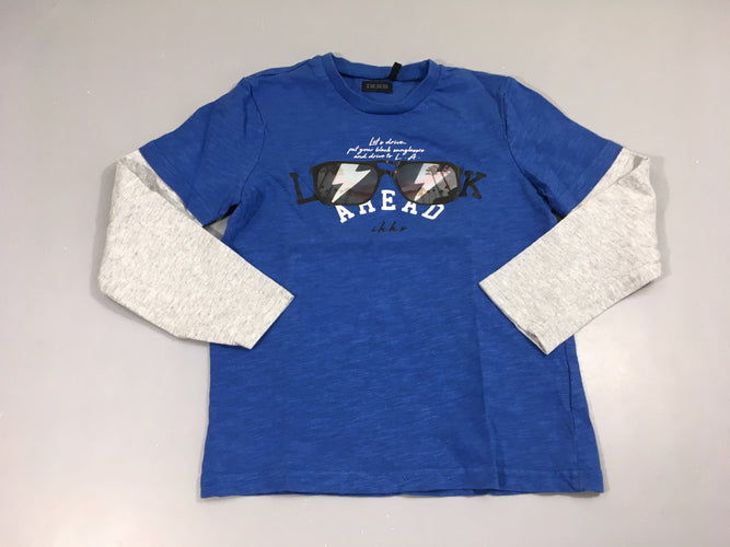 T-shirt m.l bleu flammé lunettes, moins cher chez Petit Kiwi