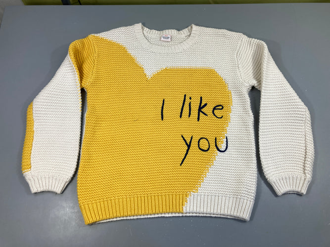Pull mailles jaune-blanc Like you, moins cher chez Petit Kiwi