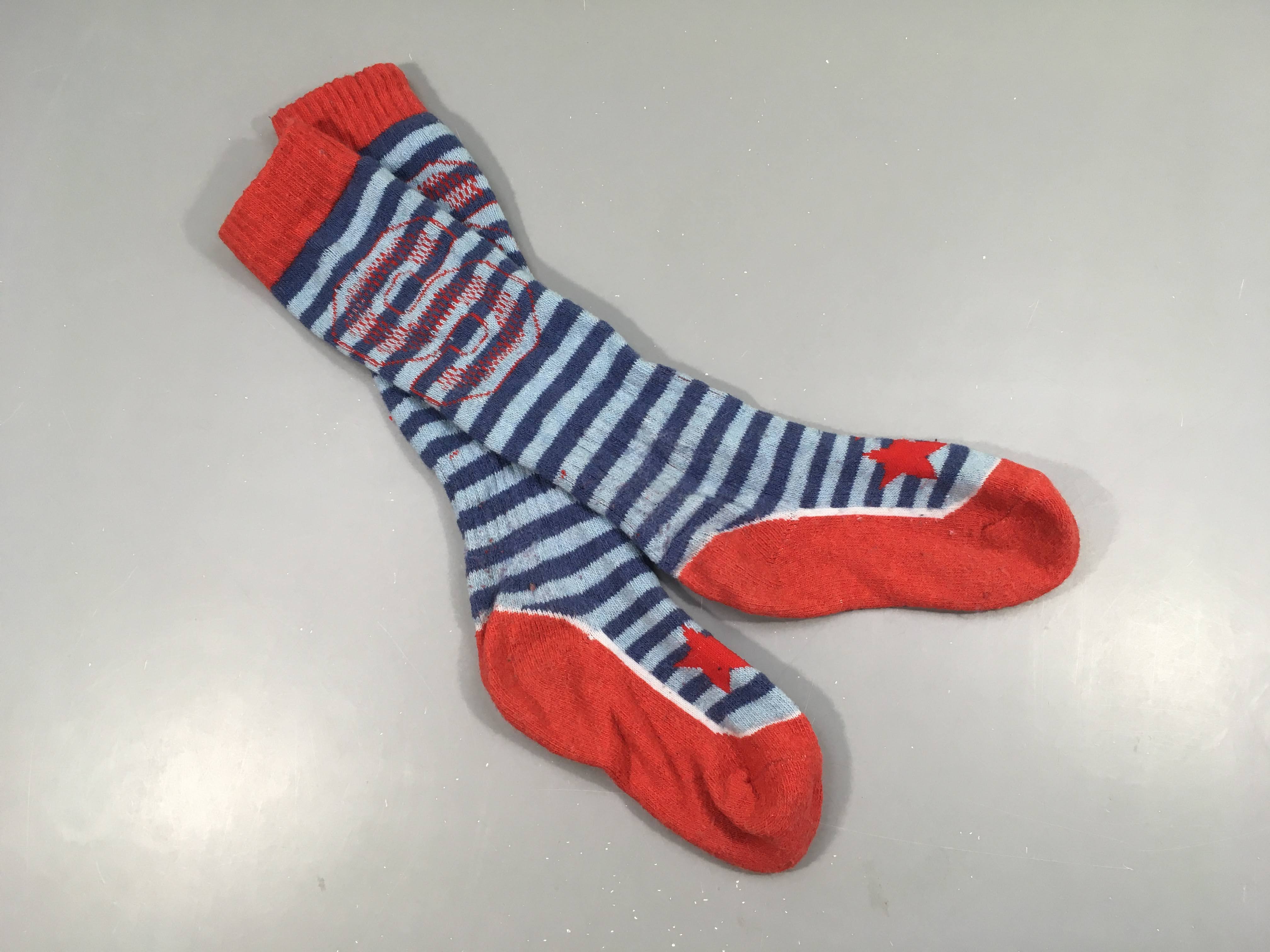 Chaussettes de ski rayé  rouge-bleu