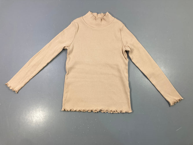 T-shirt m.l col montant beige côtelé, moins cher chez Petit Kiwi