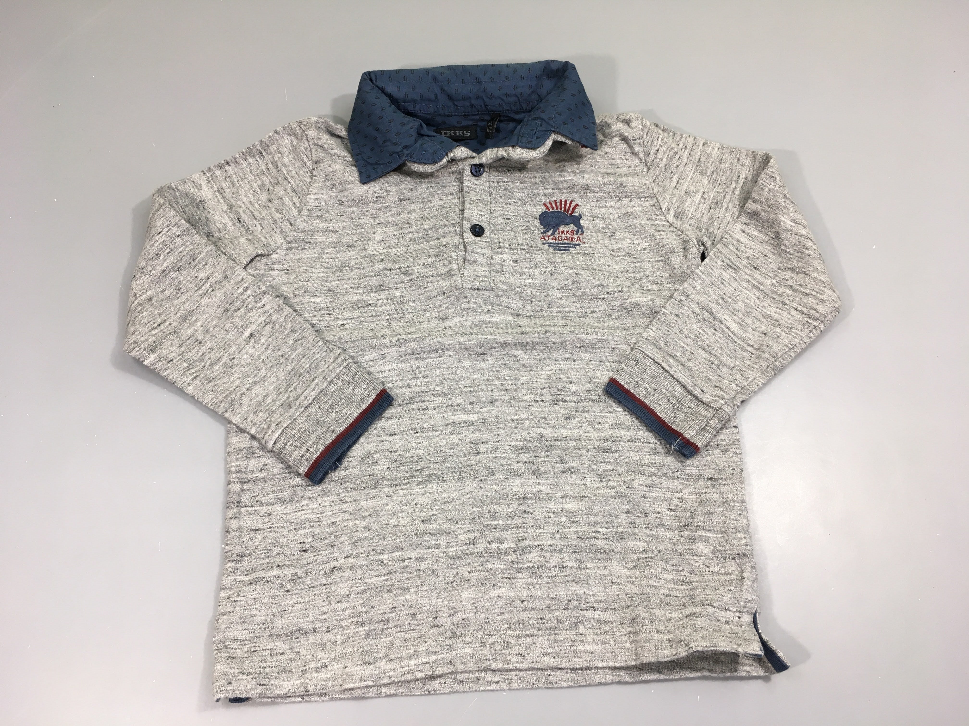 Polo jersey ml gris effet sup chemise Buflle