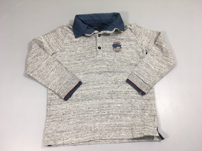 Polo jersey ml gris effet sup chemise Buflle, moins cher chez Petit Kiwi