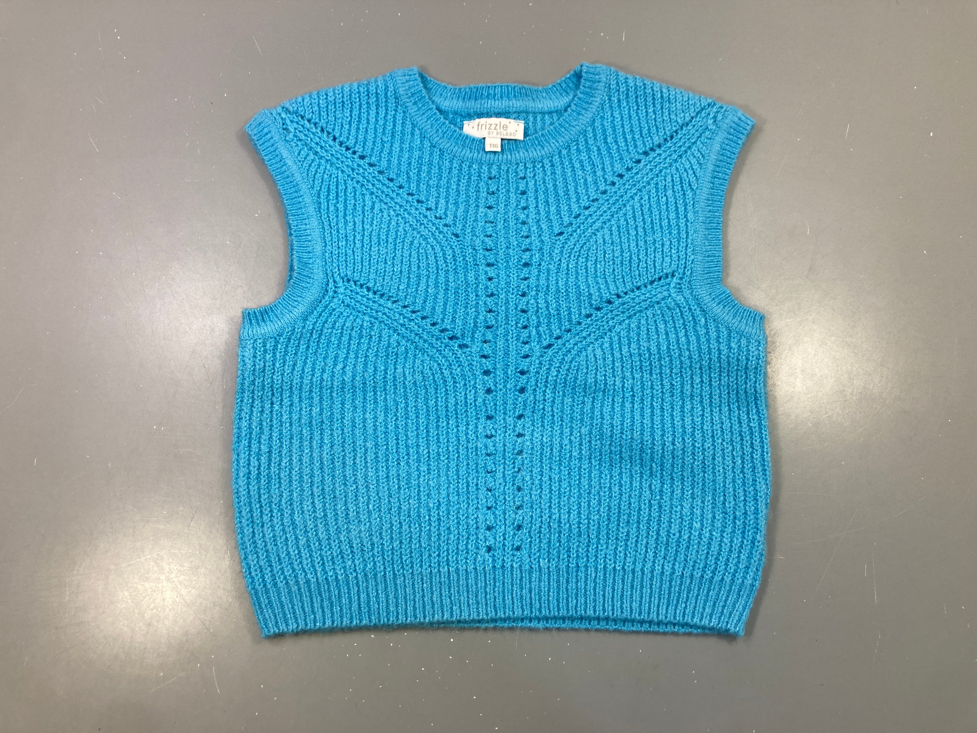 Gilet s.m tricot bleu turquoise, Frizzle