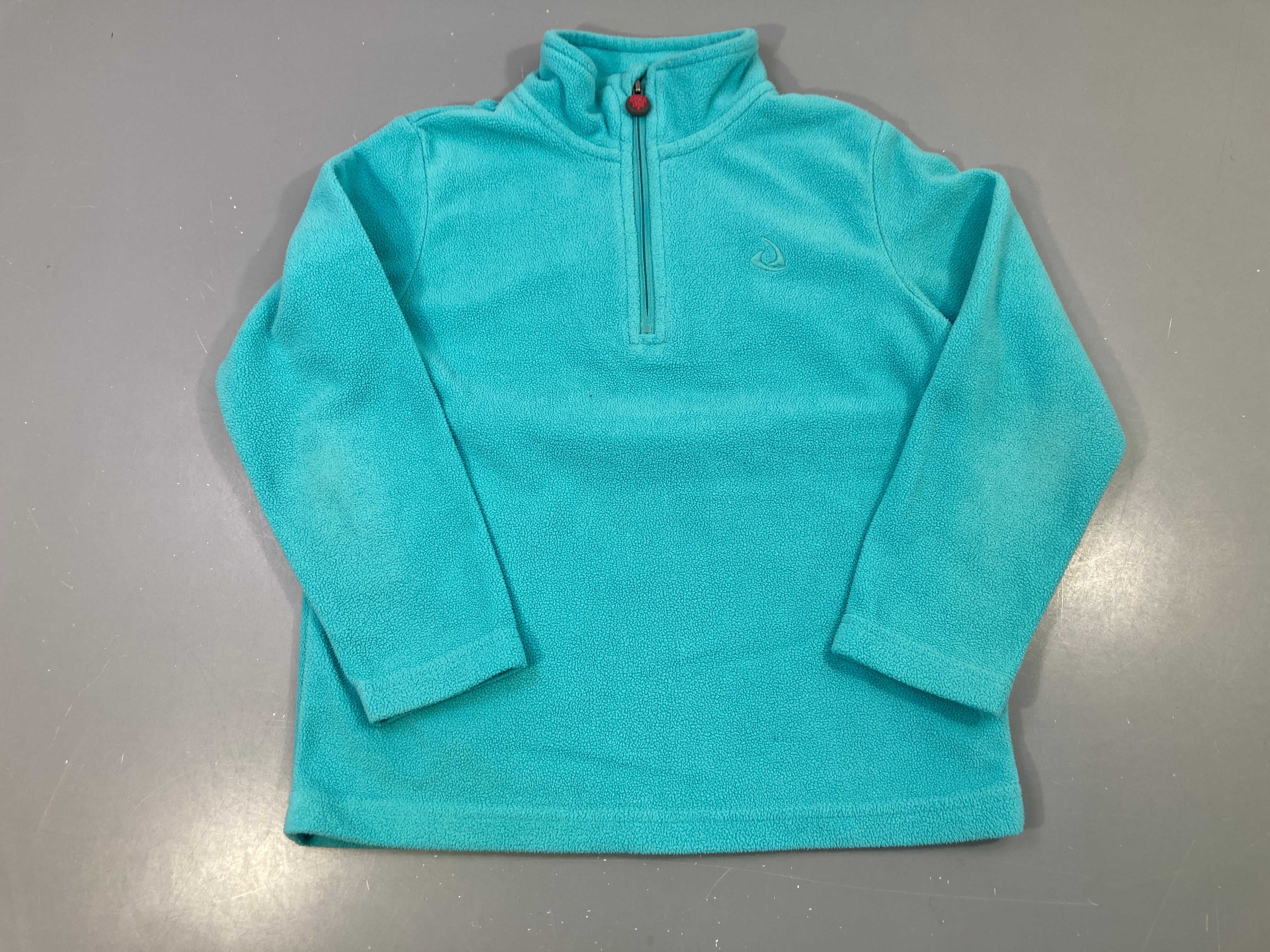 Pull polaire turquoise col zippé
