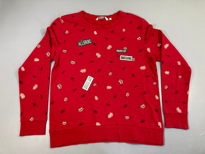 Sweat rouge yeux, moins cher chez Petit Kiwi