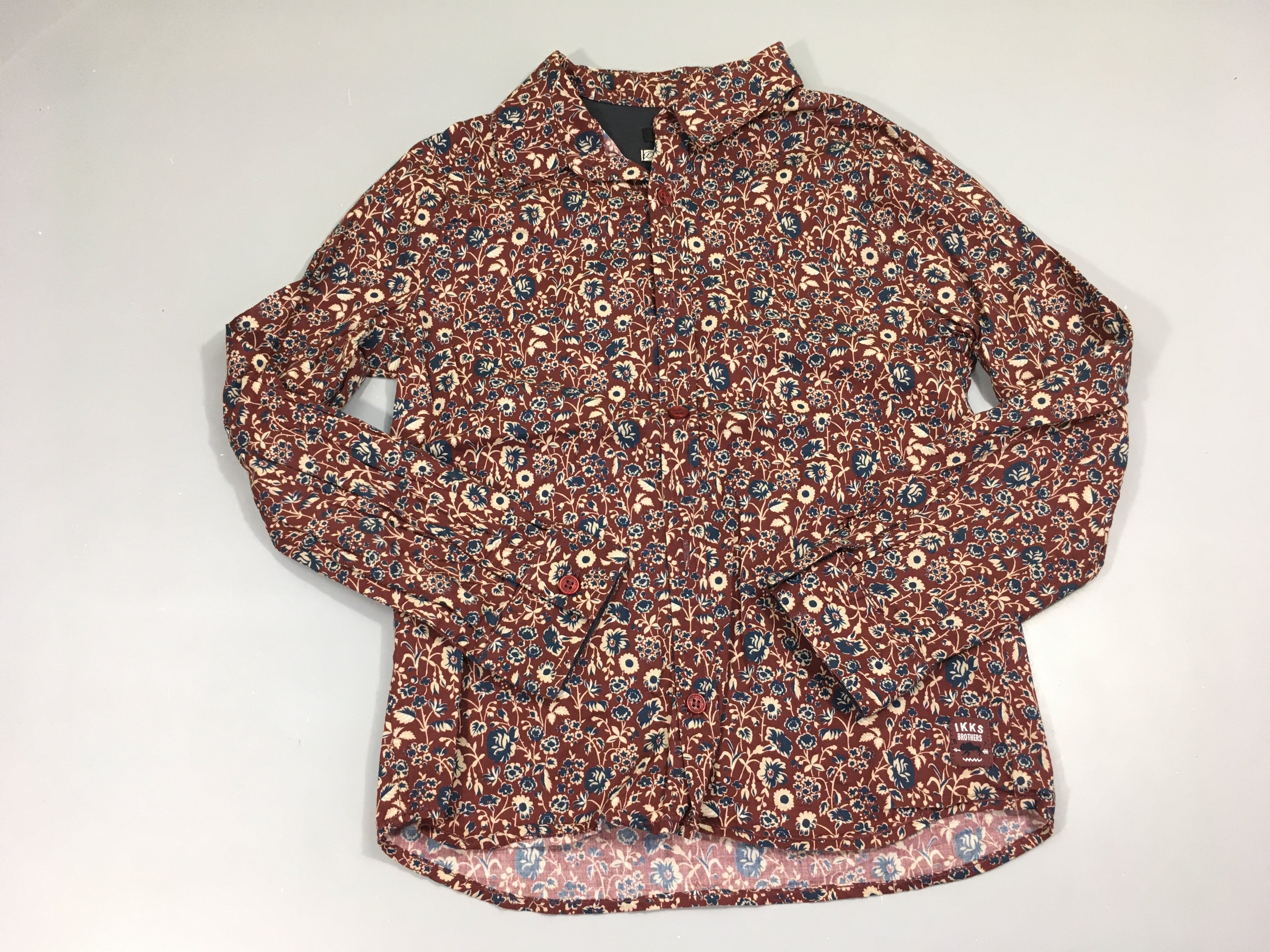 Chemise m.l aubergine fleuri