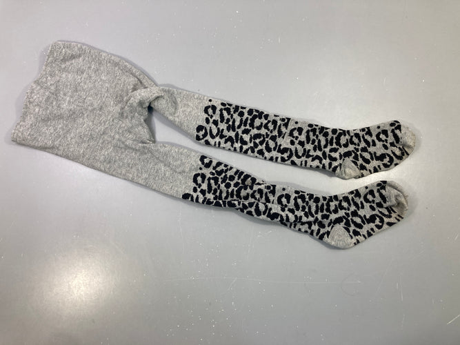 Collants gris imprimé léopard noir, moins cher chez Petit Kiwi