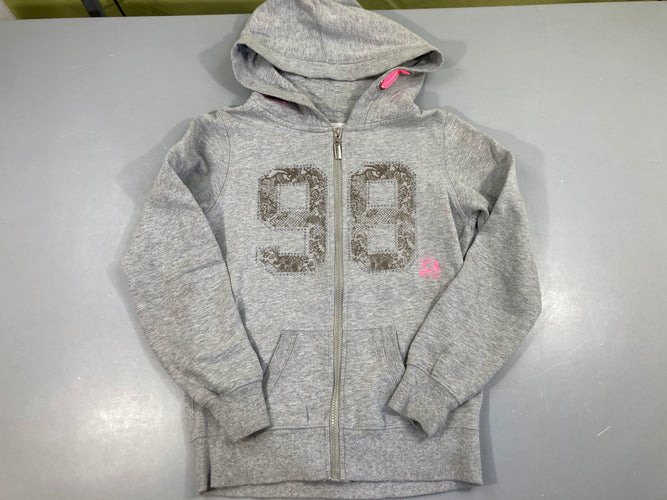 Sweat zippé à capuche gris 98 strass, moins cher chez Petit Kiwi