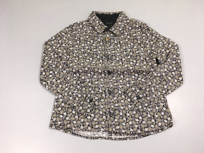 Chemise m.l noir fleuri blanc-jaune tetes de mort, moins cher chez Petit Kiwi