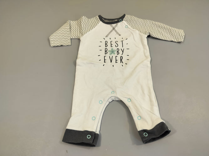 Combinaison m.l blanche "Best baby ever", moins cher chez Petit Kiwi