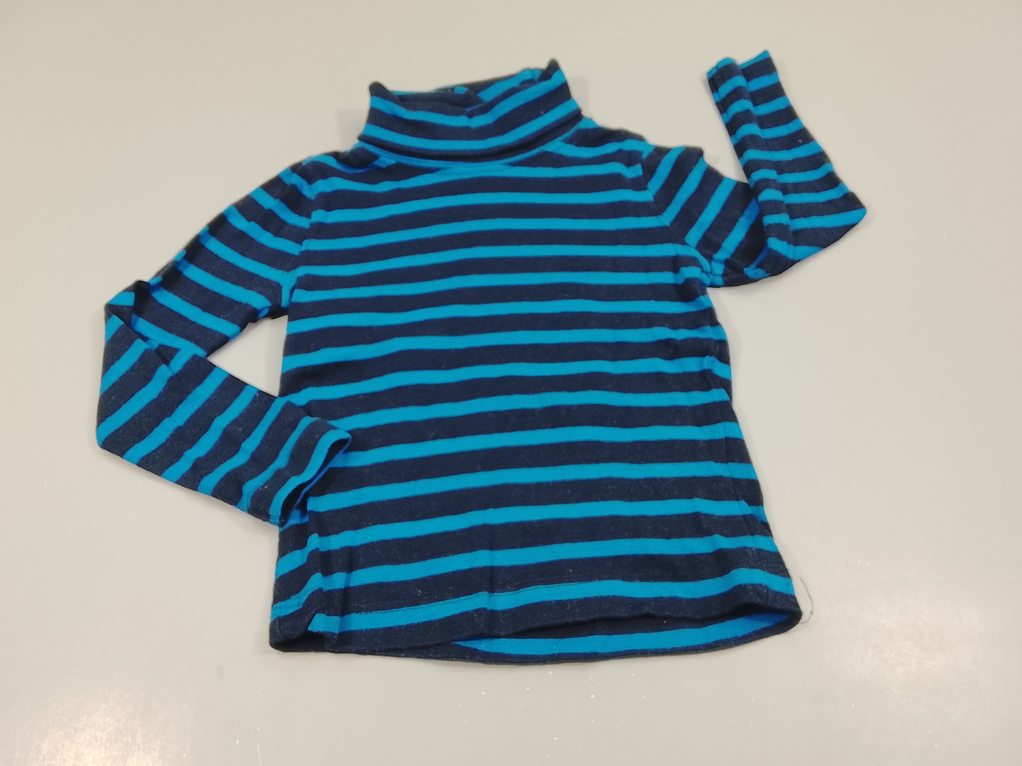 T-shirt m.l col roulé bleu marine rayé bleu