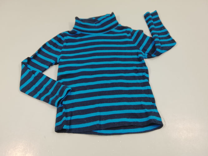 T-shirt m.l col roulé bleu marine rayé bleu, moins cher chez Petit Kiwi
