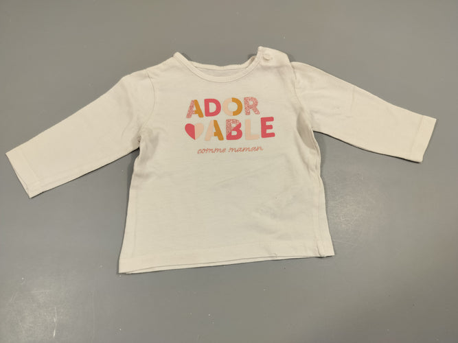 T-shirt m.l blanc "adorable comme maman" 100% coton, moins cher chez Petit Kiwi