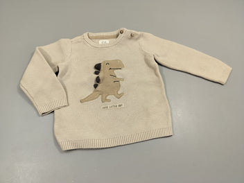 Pull beige  dinosaure 100% coton