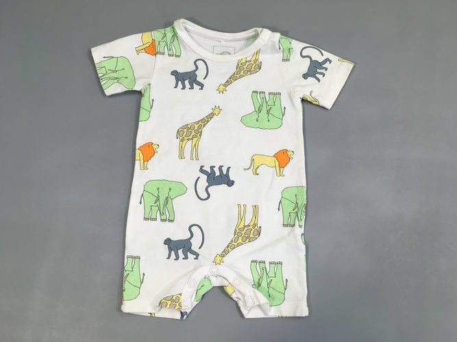 Combishort m.c jersey blanc animaux, moins cher chez Petit Kiwi