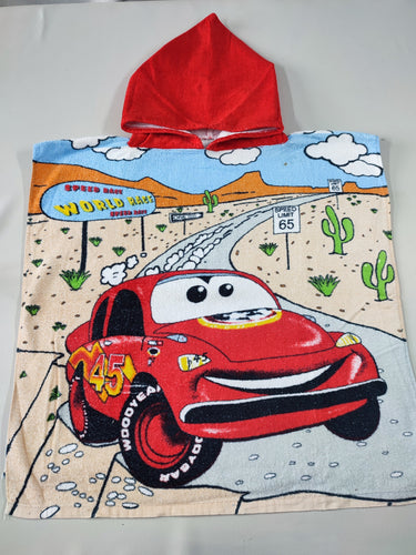 Poncho de bain capuche rouge Cars, tache à l'avant, moins cher chez Petit Kiwi
