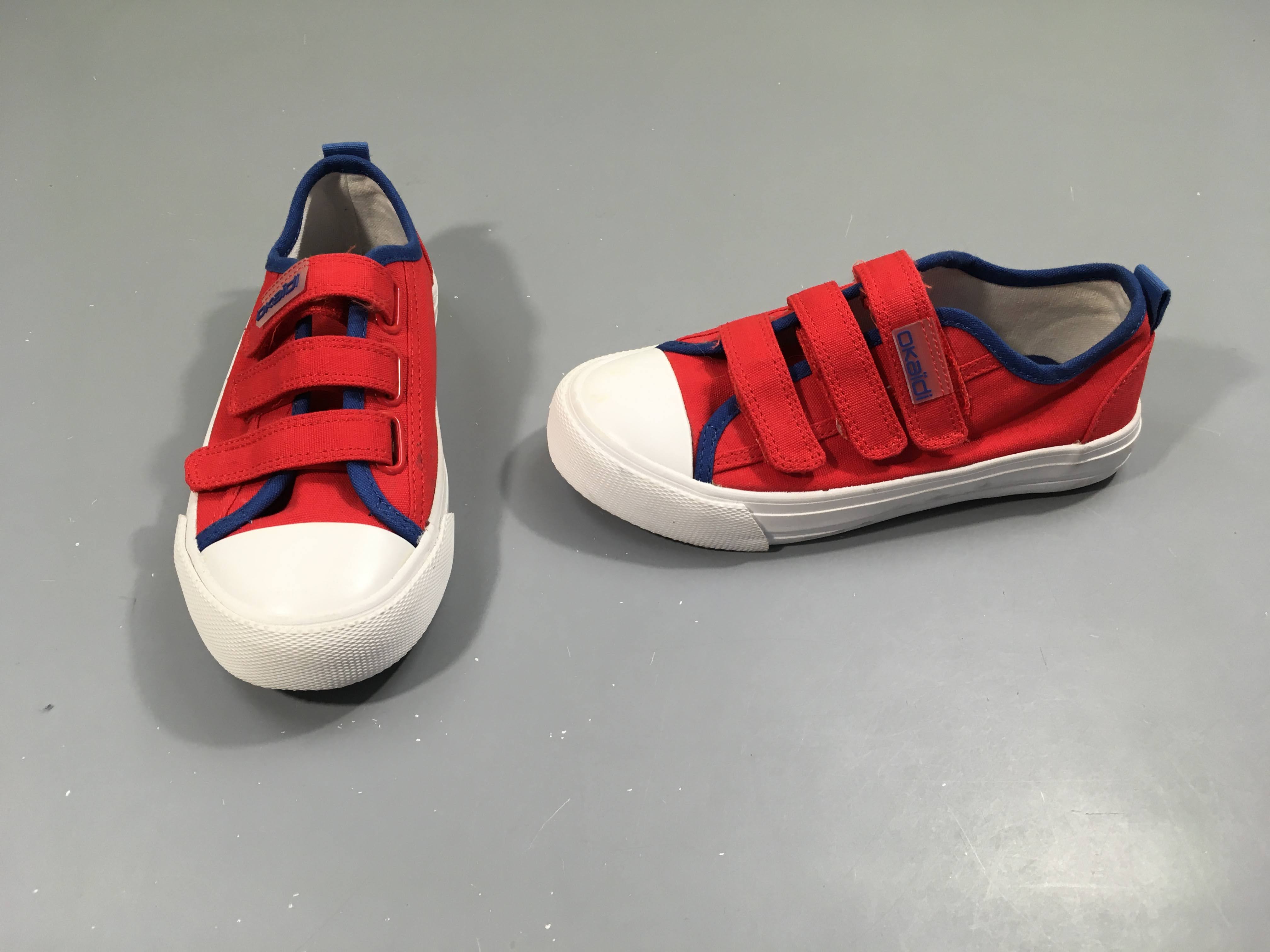 NEUF Baskets toiles basses rouge bleu, 30