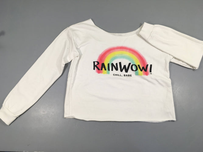 Sweat extra light cropped over size blanc Rainwow! 2petites Taches, moins cher chez Petit Kiwi