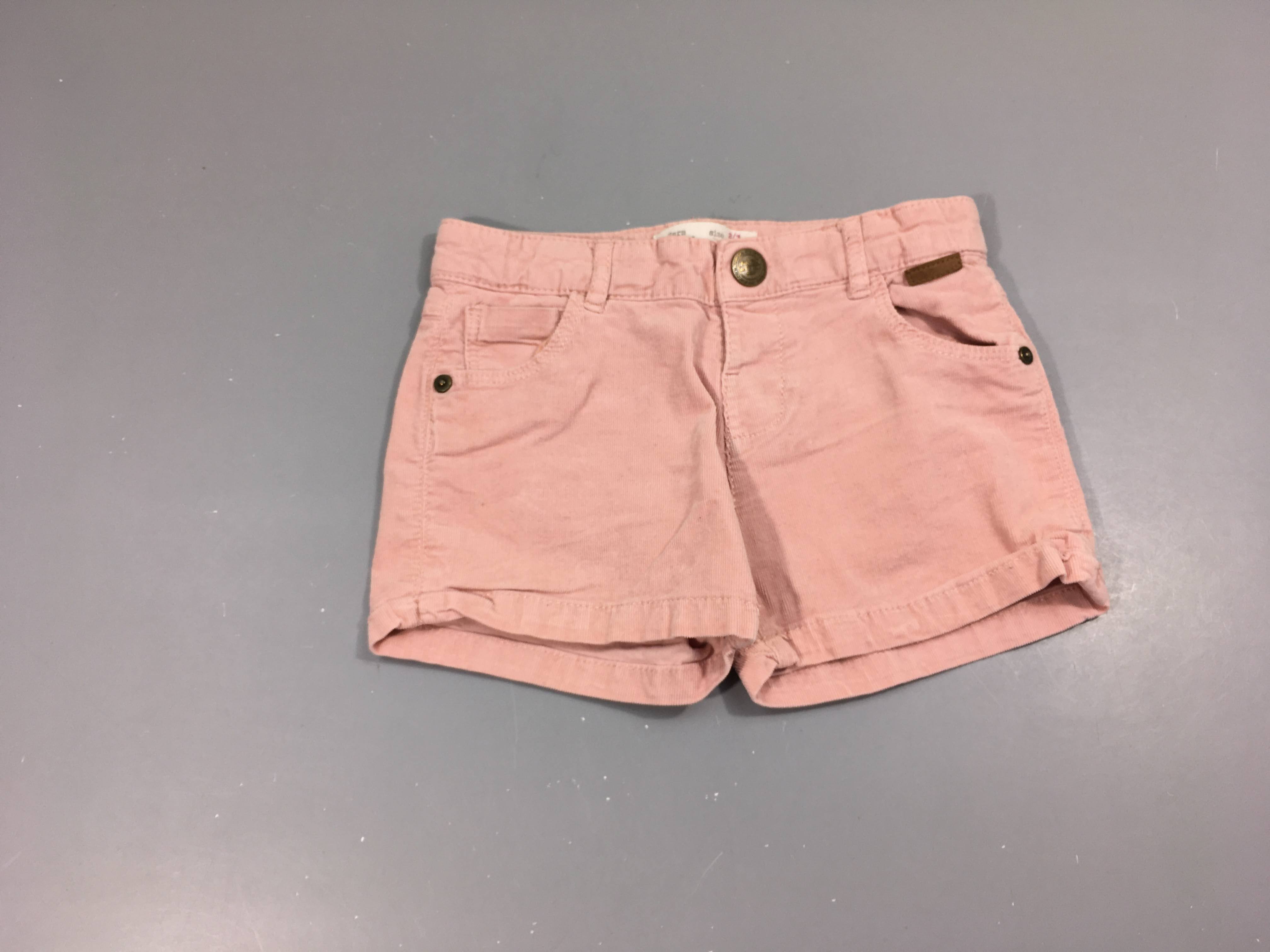 Short velours côtelé rose à revers