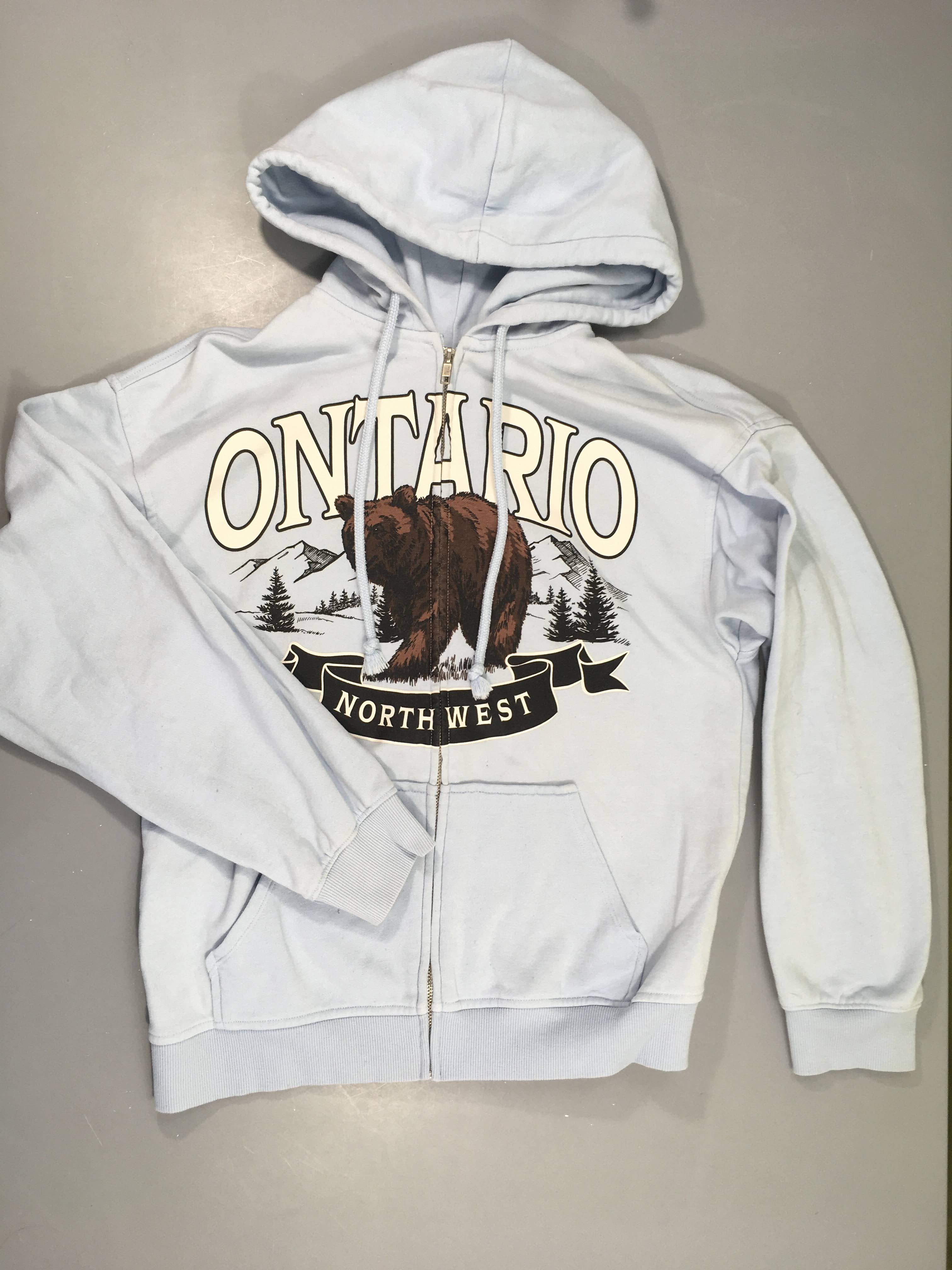 Sweat zippé à capuche bleu clair Ours Ontario légèrement bouloché