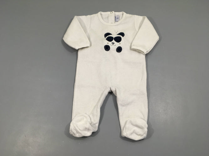 Pyjama velours blanc panda, moins cher chez Petit Kiwi