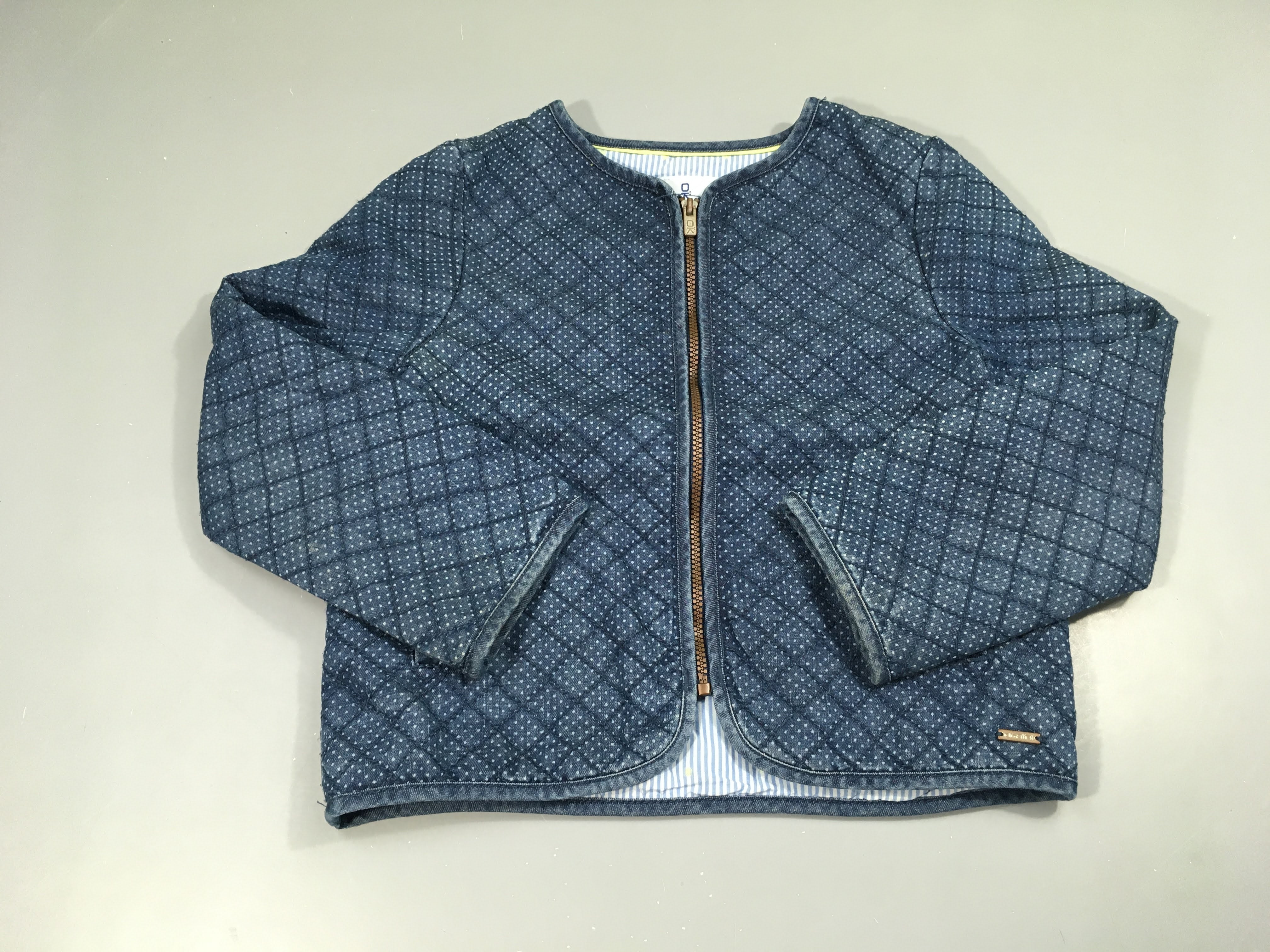 Gilet zippé matelassé bleu pois