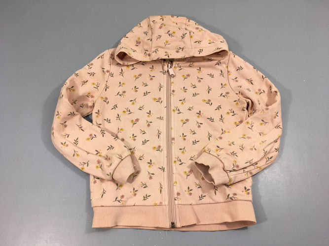 Sweat zippéà capuche rose fleurs, moins cher chez Petit Kiwi