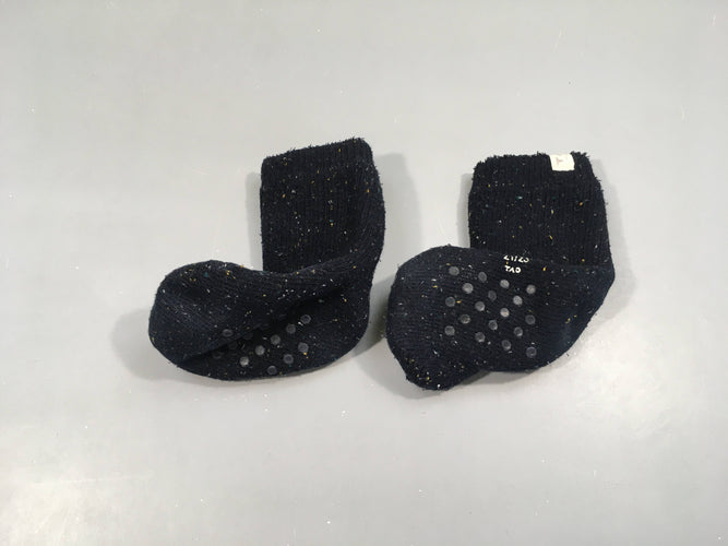 Chaussons épais anti-dérapants bleu marine, 21, moins cher chez Petit Kiwi
