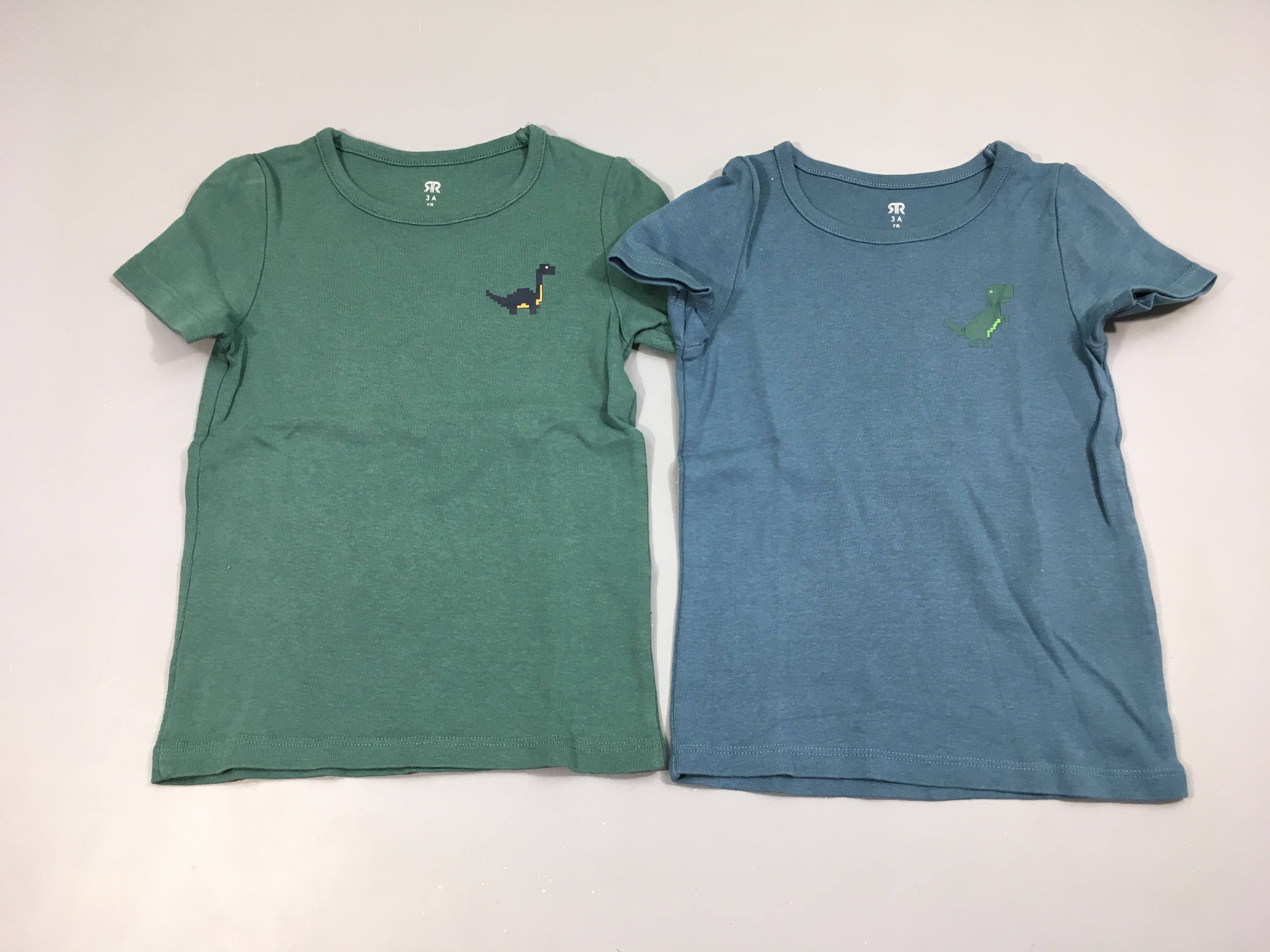 2 chemisettes m.c bleu/vert