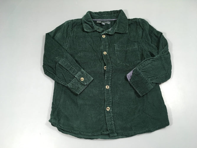 Chemise m.l velours côtelé vert, moins cher chez Petit Kiwi