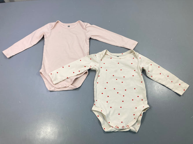 Body m.l rose et blanc à pois rouges, lot de 2, moins cher chez Petit Kiwi
