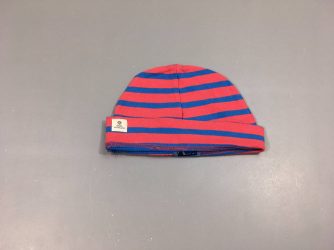 Bonnet jersey roserayé bleu, moins cher chez Petit Kiwi
