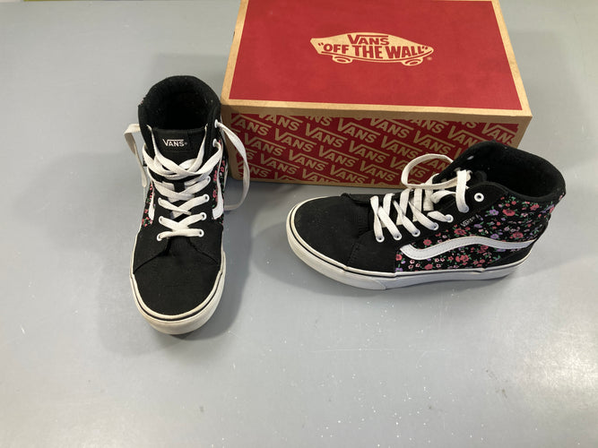 Parfait état-Baskets Vans toile noire fleurie, moins cher chez Petit Kiwi