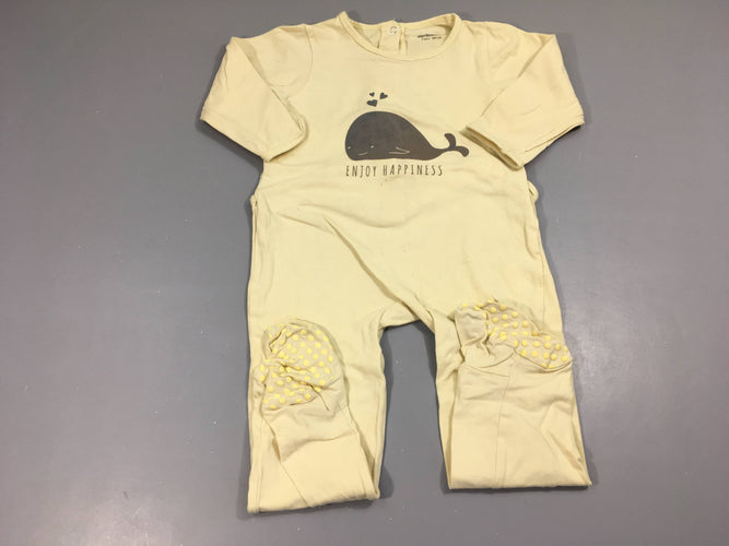 Pyjama jersey jaune baleine, moins cher chez Petit Kiwi