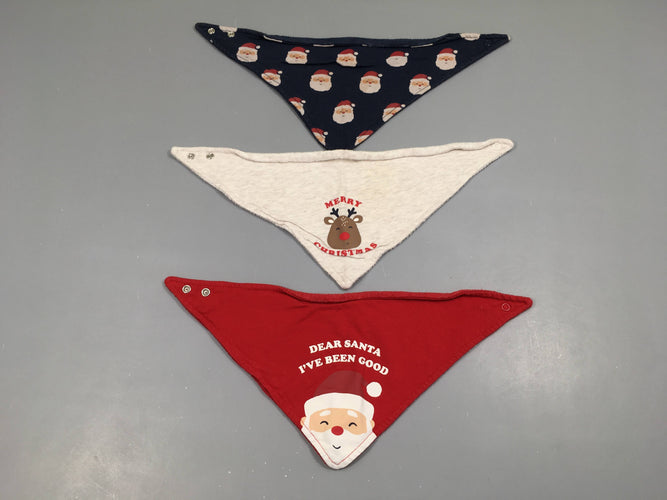 3 bavoirs bandana Noël, moins cher chez Petit Kiwi