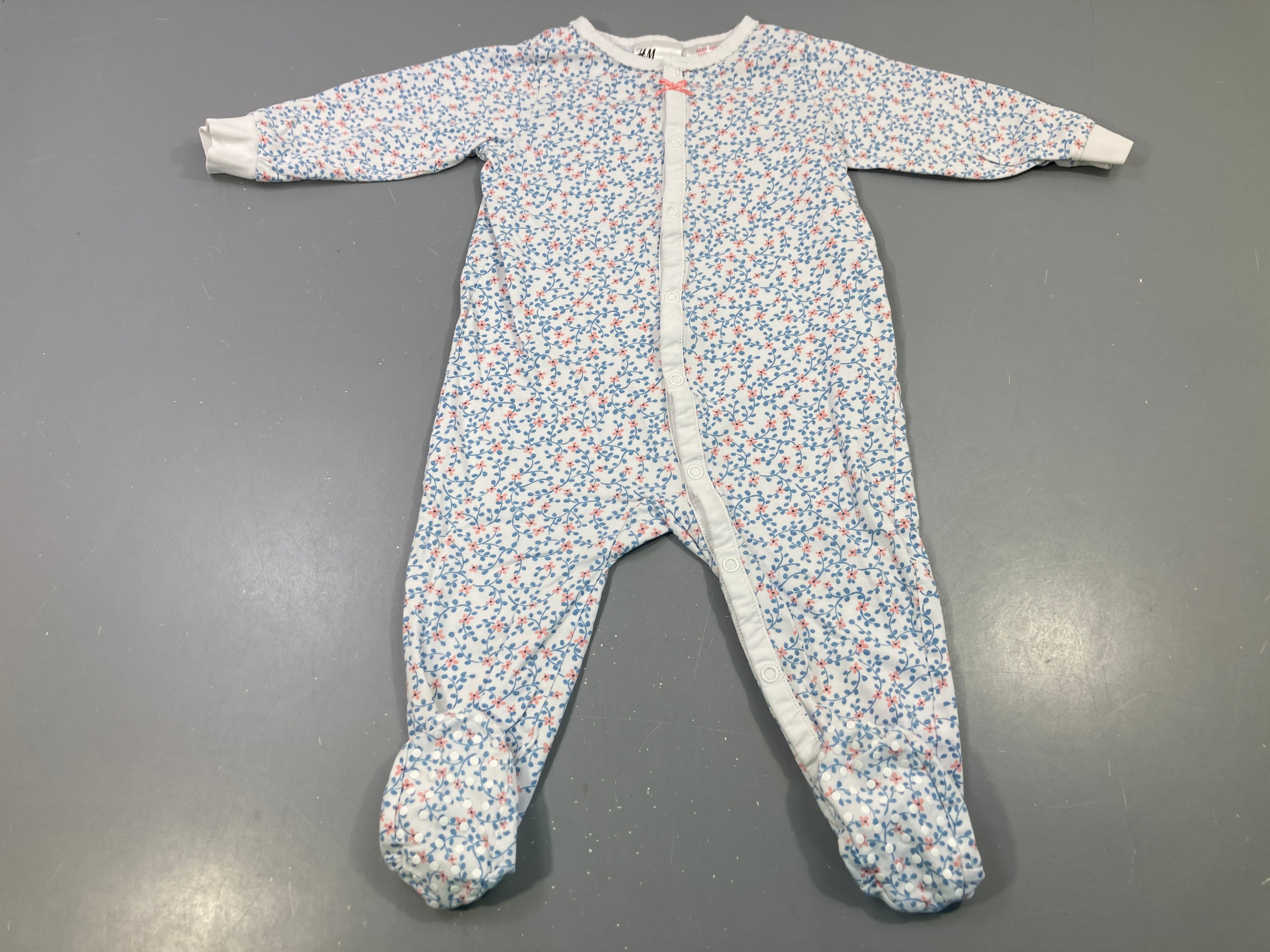 Pyjama jersey blanc fleurs bleues