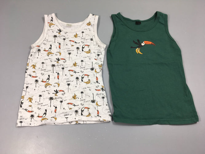 2 chemisettes s.m vert/gris chiné Toucan, moins cher chez Petit Kiwi