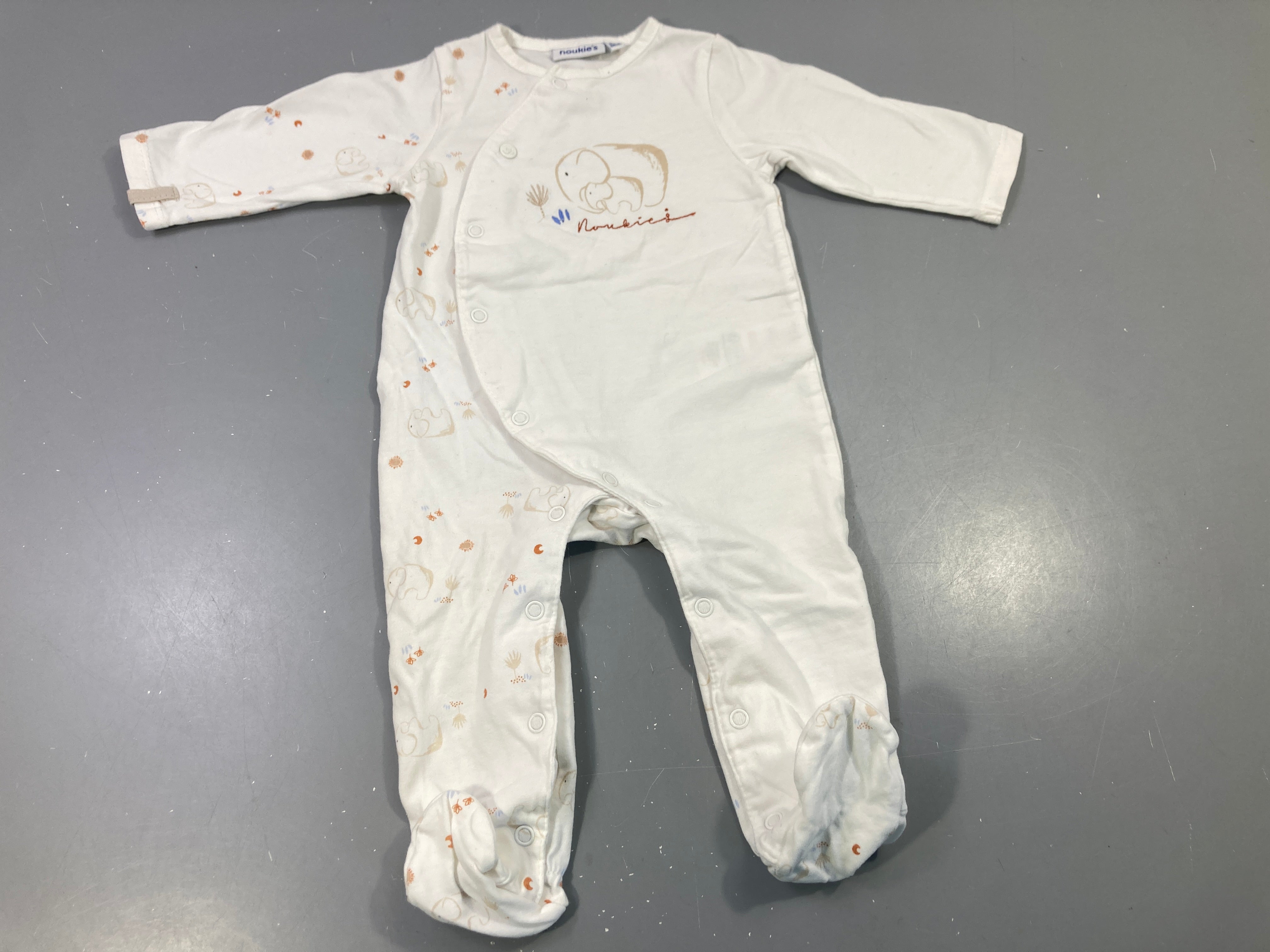 Pyjama jersey blanc éléphants