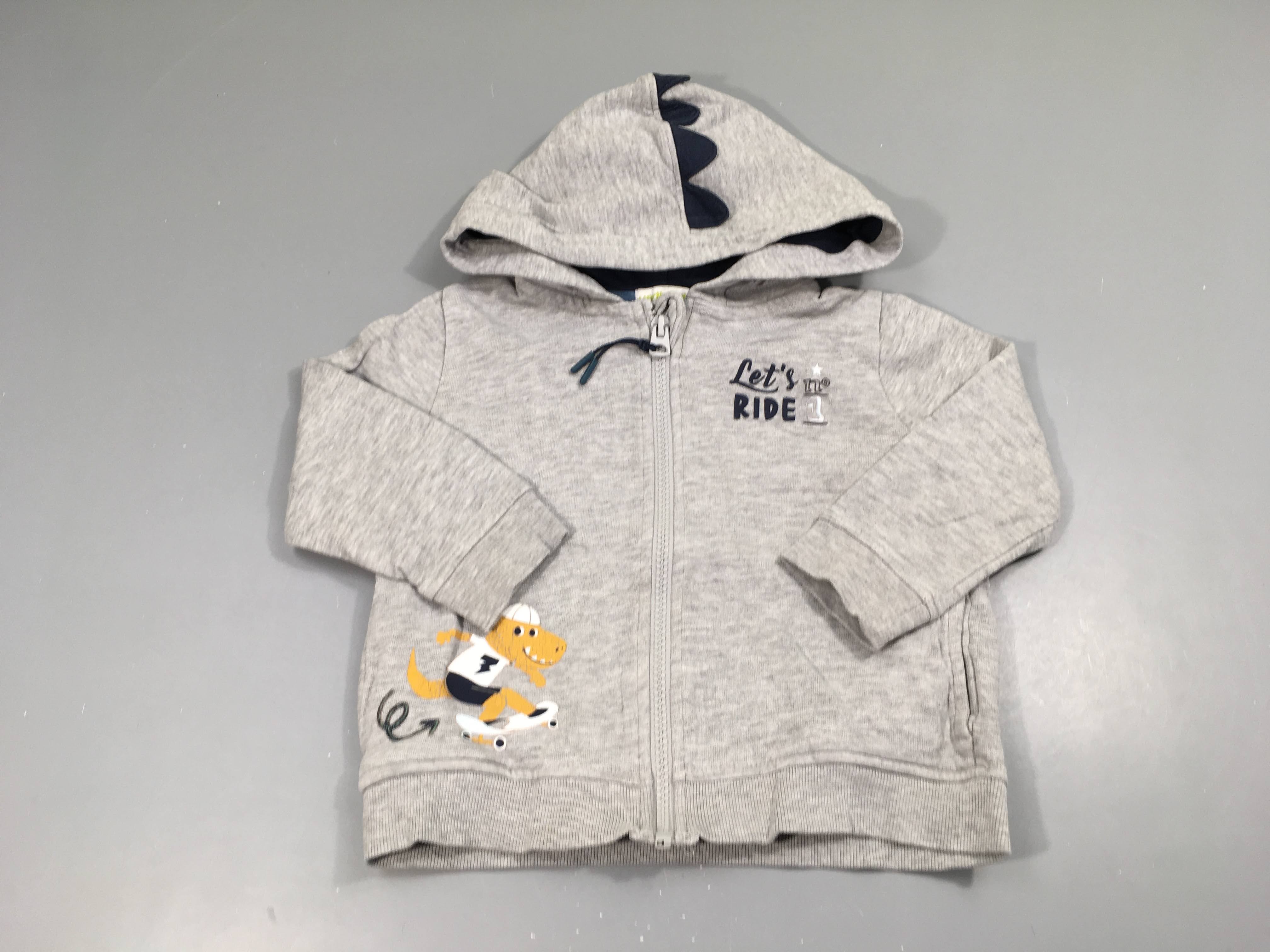 Sweat zippéà capuche gris chiné Ride, flocage se détache