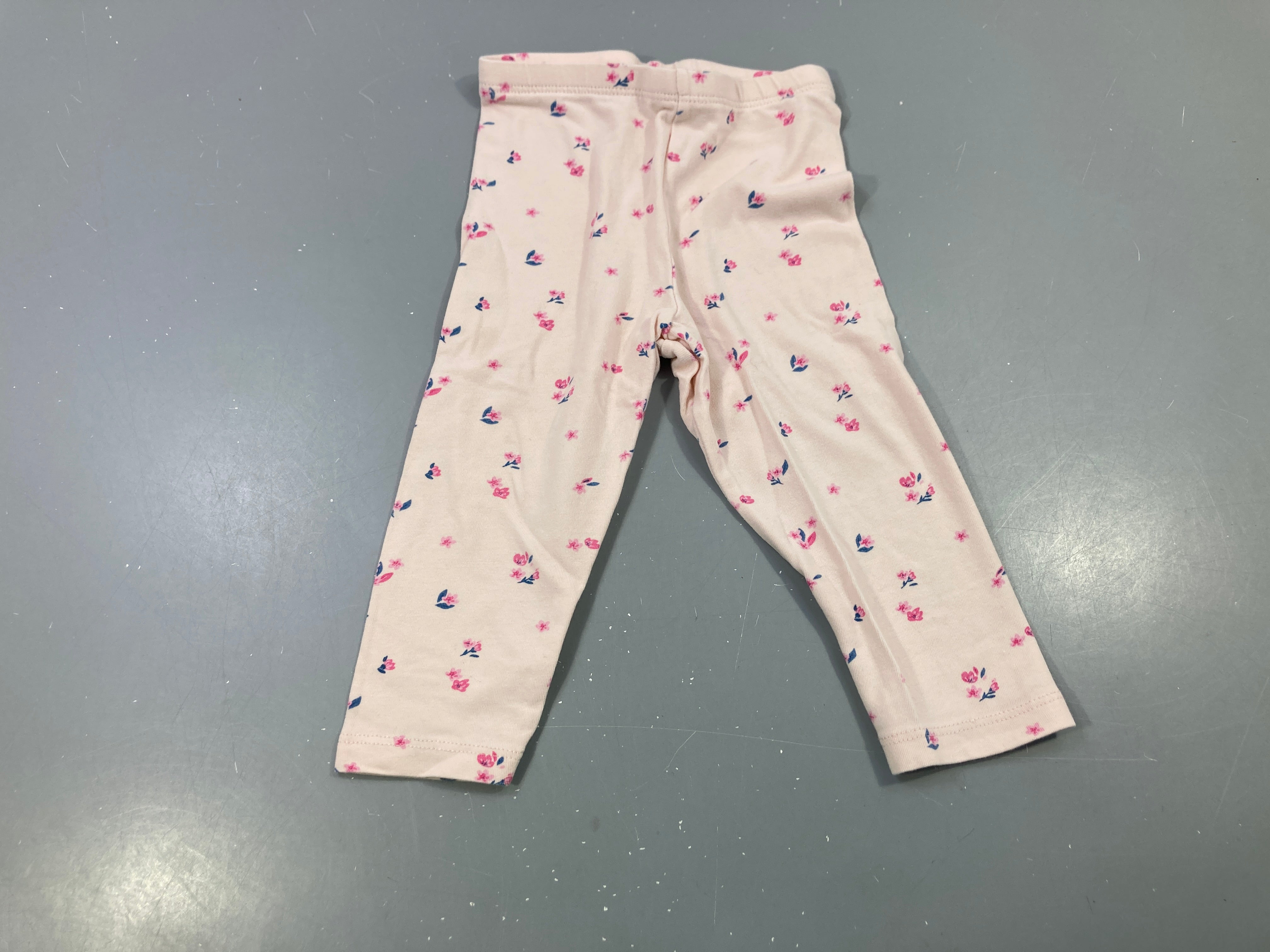 Legging beige fleurs roses