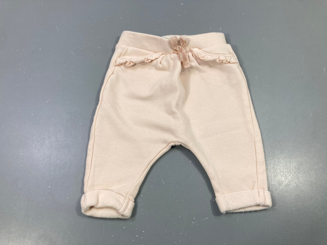 Pantalon molleton rose pâle, volants poches, moins cher chez Petit Kiwi