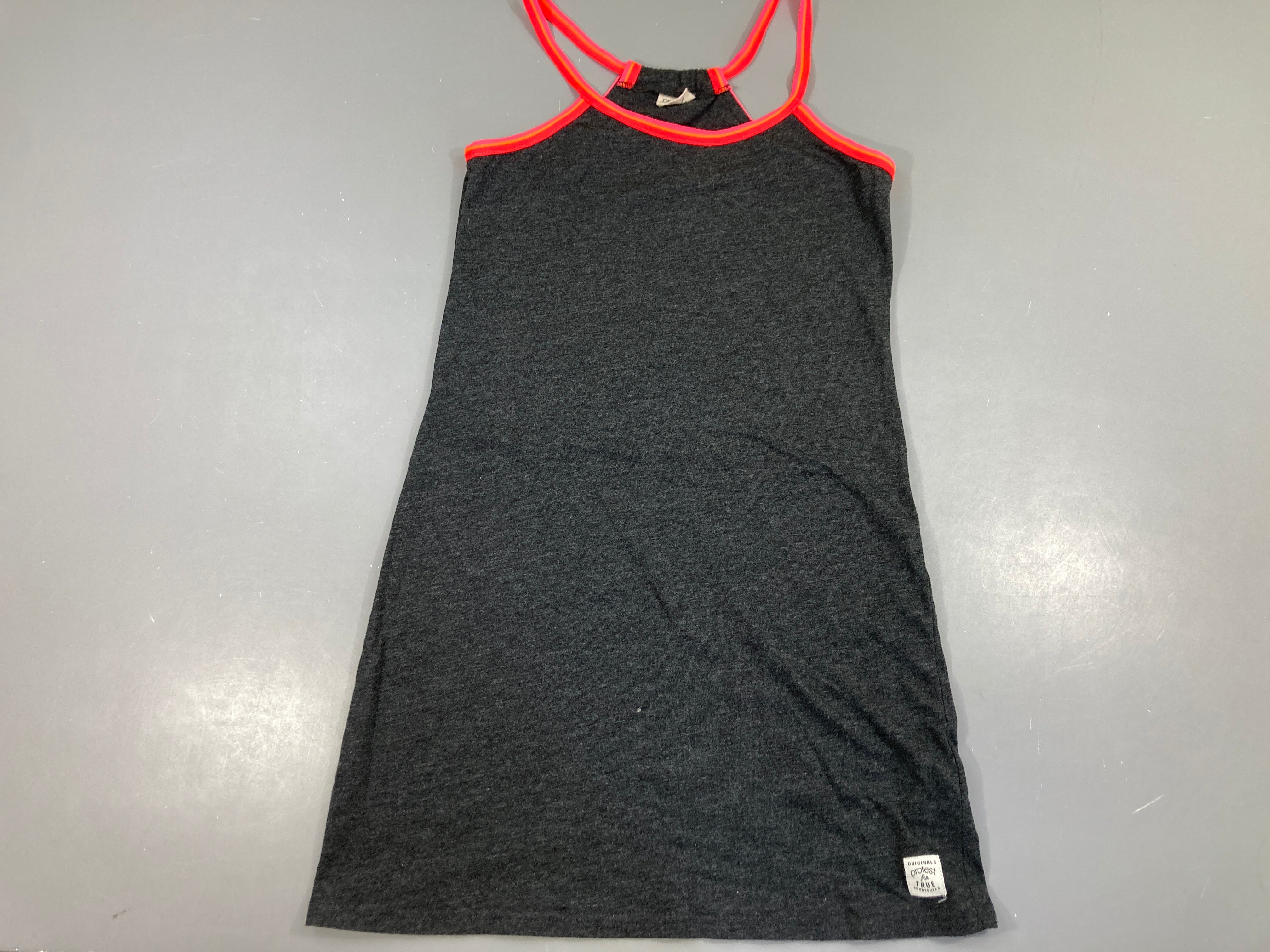 Robe s.m jersey gris chiné bords corails