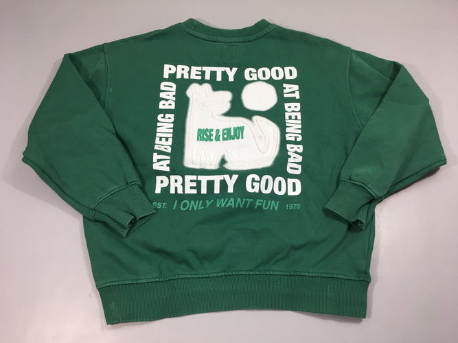 Sweat vert rise&enjoy, moins cher chez Petit Kiwi