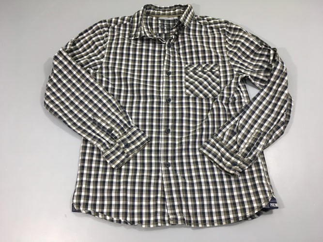 Chemise ml carreaux blanc/kaki/bleu, moins cher chez Petit Kiwi