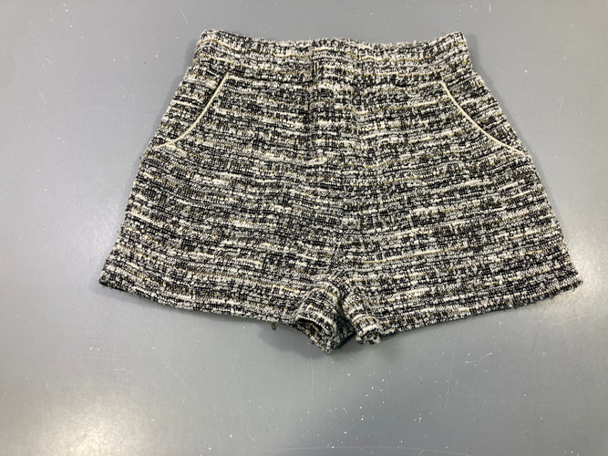Short tweed noir, blanc et doré, moins cher chez Petit Kiwi