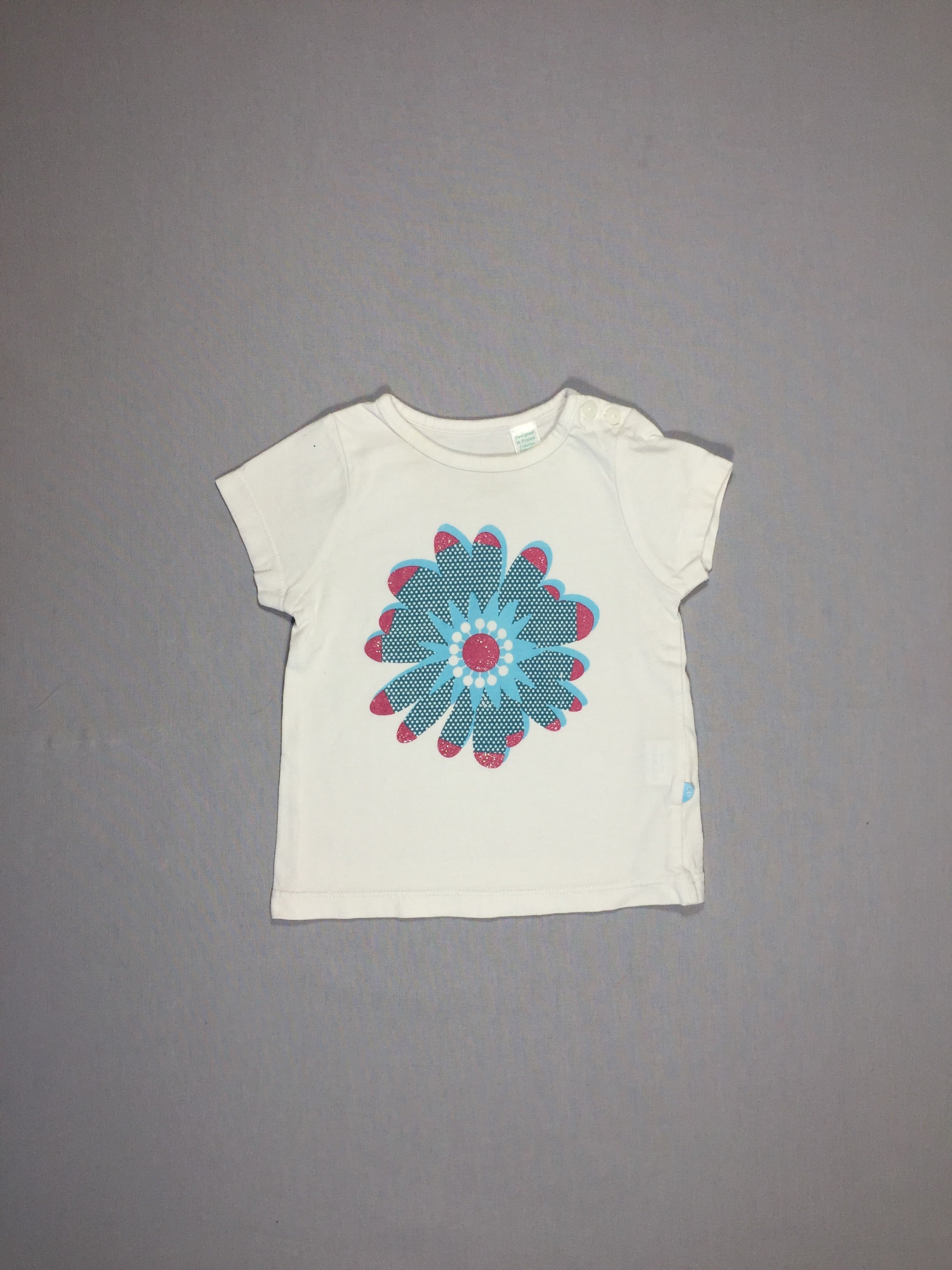 T-shirt m.c blanc fleur bleue