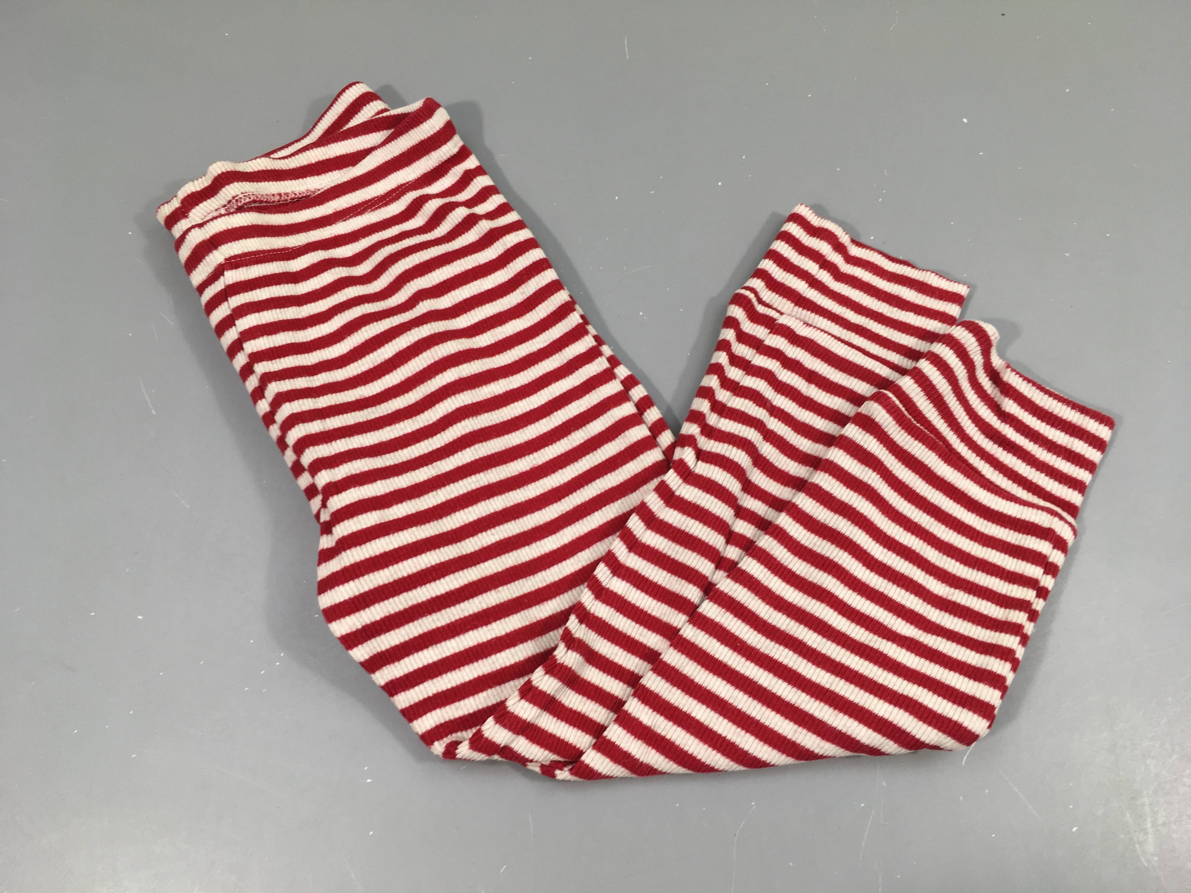 Pantalon jersey côtelé blanc rayé rouge