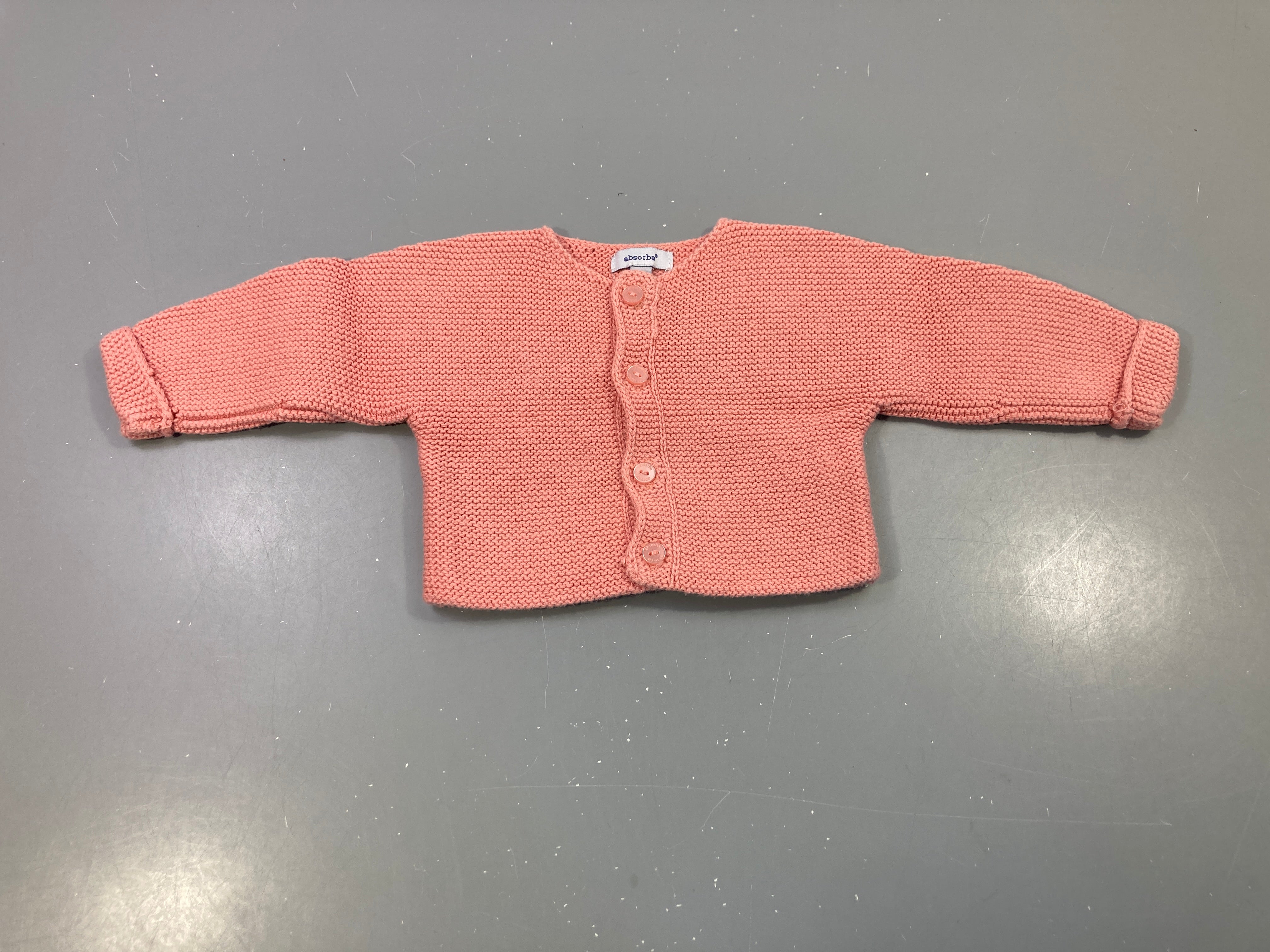 Gilet tricot rose saumon