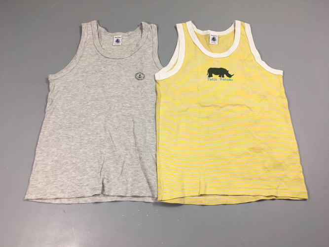 Lot de 2 chemisettes s.m jaune rayé rhinocéros/gris, moins cher chez Petit Kiwi